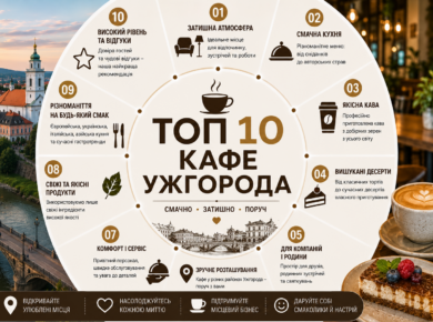 ТОП 10 кафе Ужгорода: рейтинг, відгуки та як обрати
